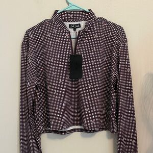 Bad Birdie Women's Brown and White Polka Dot Blouse